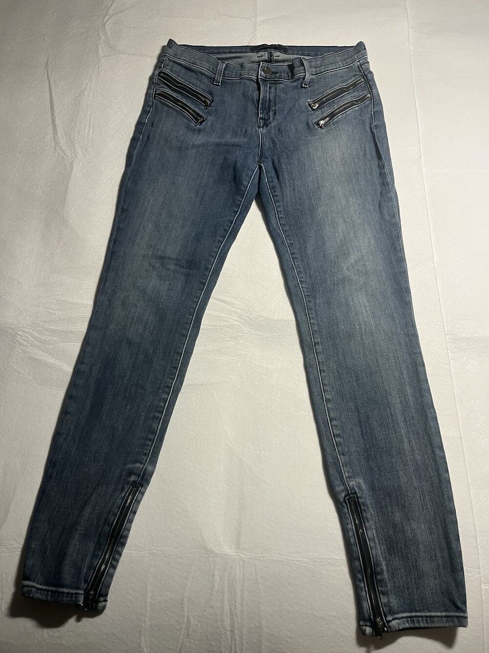 J Brand Women’s Size 30 Blue Moto Skinny Jeans Ankle Zip Zipper Pocket Stretch
